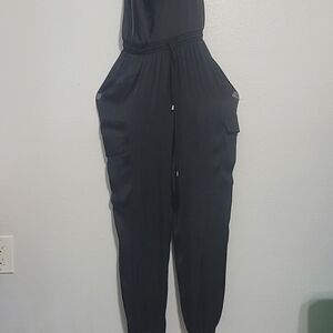 Steve Madden Black Cargo Tie-Waist Jumpsuit